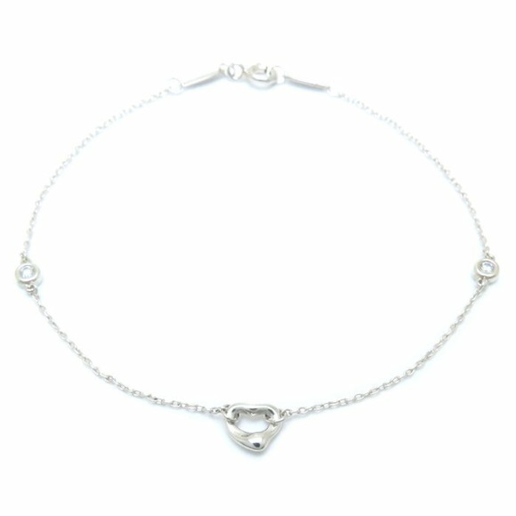 TIFFANY Silver Diamond Heart Charm Bracelet
